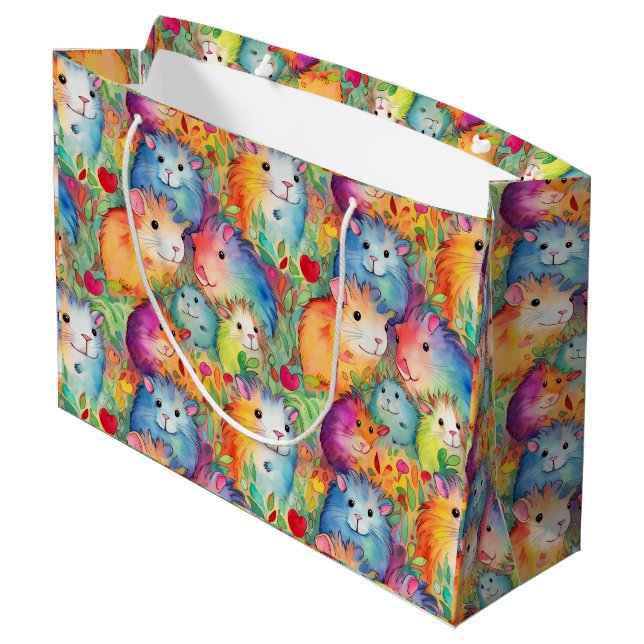 Cute guinea pigs pattern large gift bag (Back Angled)