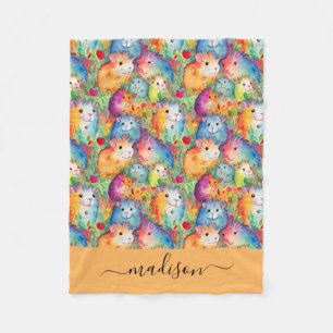 Cute guinea pigs pattern script name fleece blanket