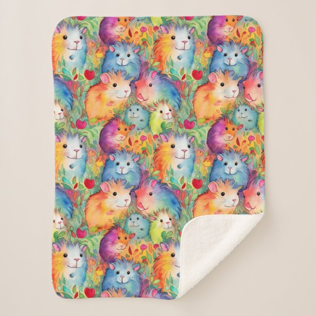 Cute guinea pigs pattern sherpa blanket (Front)
