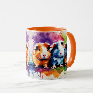 Cute guinea pigs with splashes of color mug