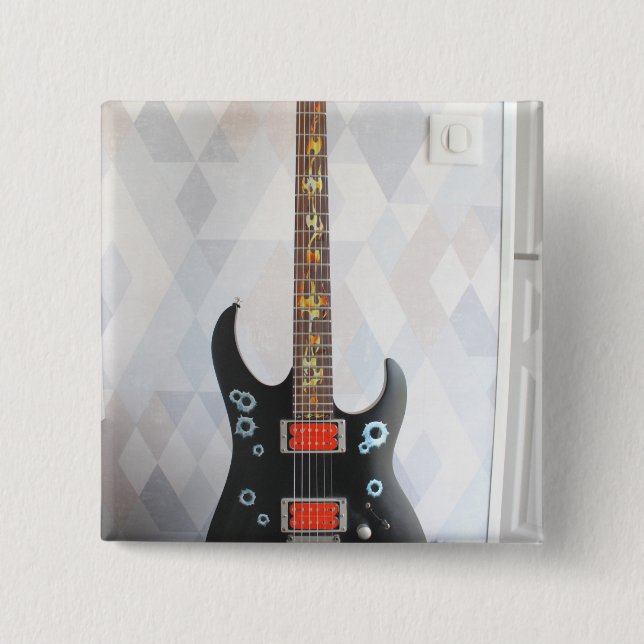 Cute Guitar 2 Inch Square Button (Front)
