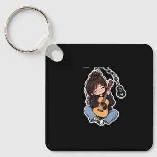 Cute Guitar Girl Keychain – Music Lover Gift