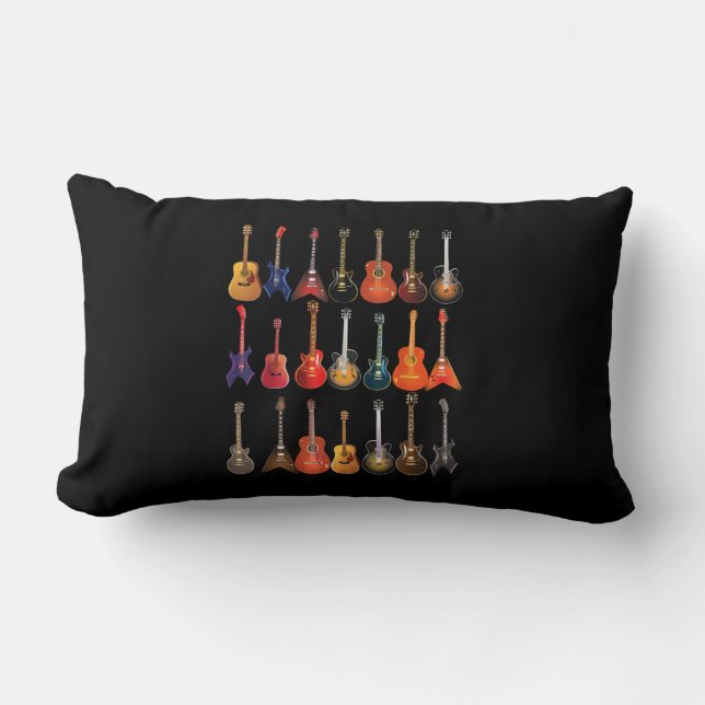 Cute Guitar Rock And Roll Musical Instruments Gift Lumbar Pillow (Front)