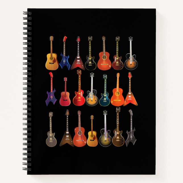 Cute Guitar Rock And Roll Musical Instruments Gift Notebook (Front)
