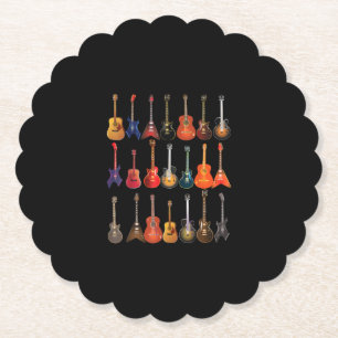 Cute Guitar Rock And Roll Musical Instruments Gift Paper Coaster