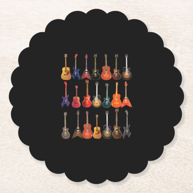 Cute Guitar Rock And Roll Musical Instruments Gift Paper Coaster (Front)