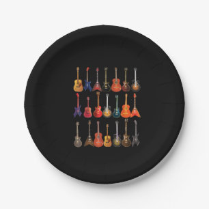 Cute Guitar Rock And Roll Musical Instruments Gift Paper Plate