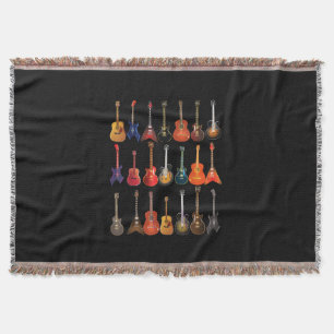 Cute Guitar Rock And Roll Musical Instruments Gift Throw Blanket