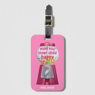 Cute Gumball Machine Inner Child Quote Name Luggage Tag