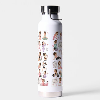 Cute Gym Girls Motivational Sticker Water Bottle