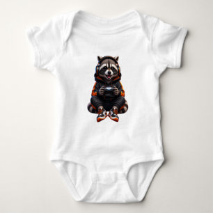 Cute Gym Raccoon Baby Outfit – Little Fitness Cham Bodysuit