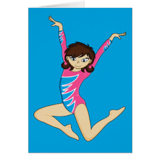 Cute Gymnast Jumping Card