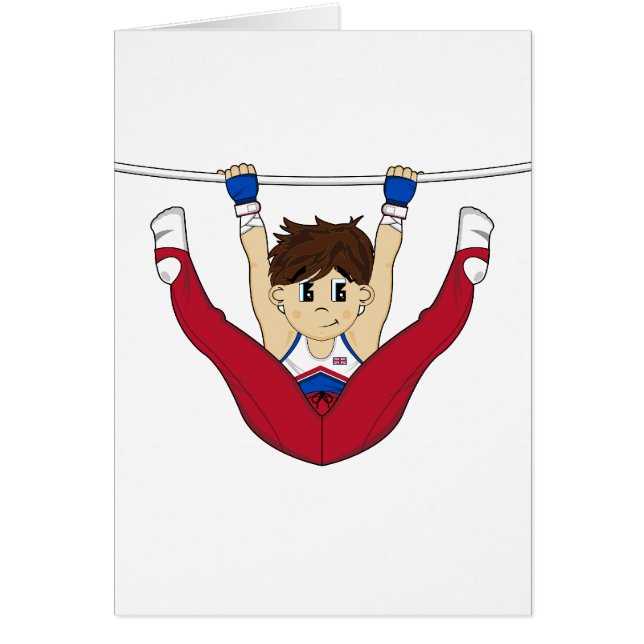 Cute Gymnast on Bar Card (Front)