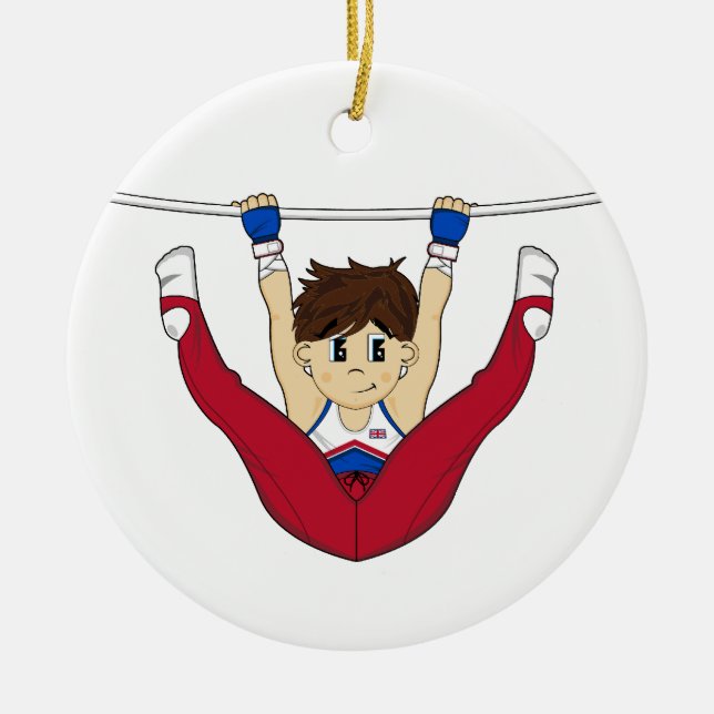 Cute Gymnast on Bar Ornament (Front)
