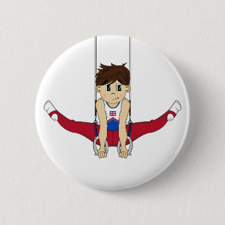 Cute Gymnast on Rings Badge 2 Inch Round Button