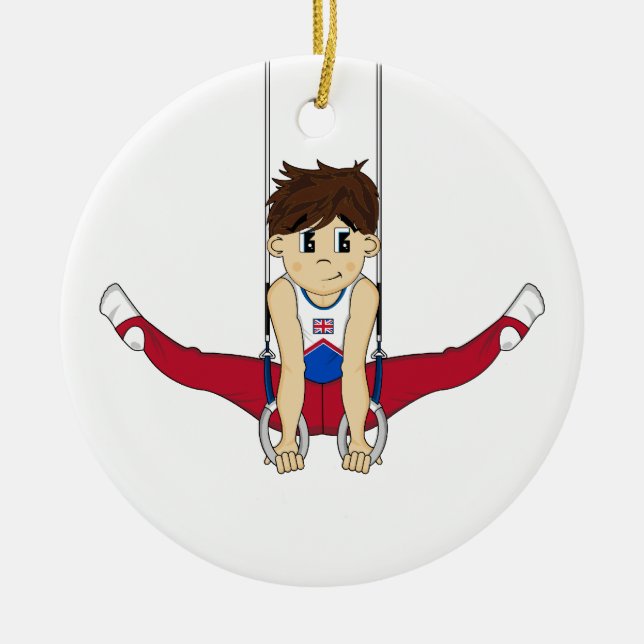 Cute Gymnast on Rings Ornament (Front)