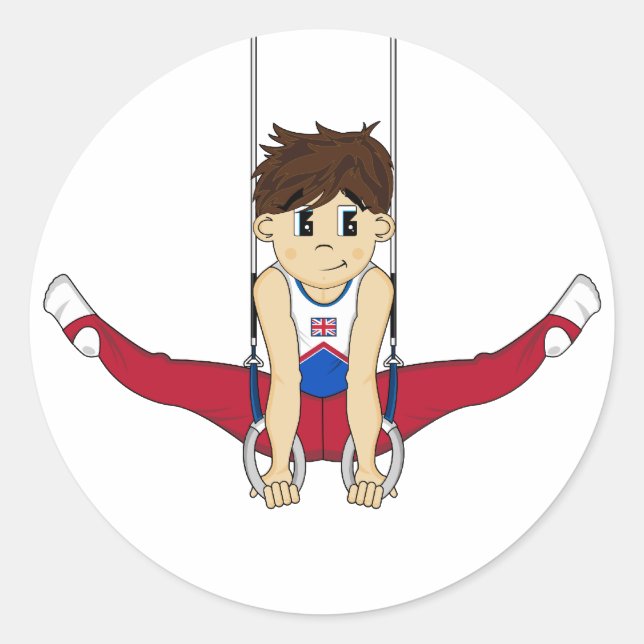 Cute Gymnast on Rings Sticker (Front)