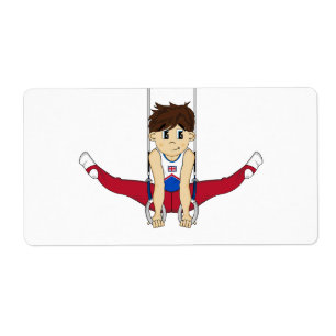 Cute Gymnast on Rings Sticker Label
