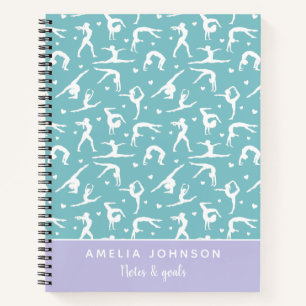 Cute Gymnast Teal Custom Name Modern Notebook