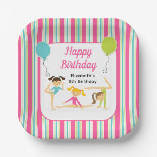 Cute Gymnastic girls Birthday Paper Plate