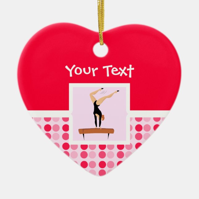 Cute Gymnastics Balance Beam Ceramic Ornament (Front)