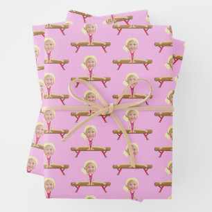 Cute Gymnastics Blonde Girl Photo Personalized Wrapping Paper Sheet