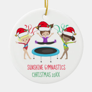 Cute Gymnastics Christmas Custom Gymnast Club Ceramic Ornament