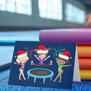Cute Gymnastics Christmas Gymnast Girls Holiday Card