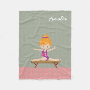 Cute gymnastics girl fleece blanket