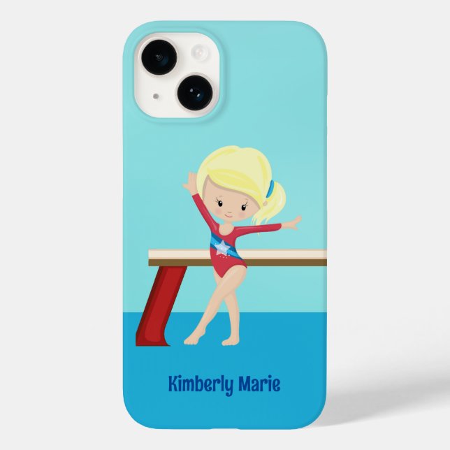 Cute Gymnastics Girl Personalized Blonde Gymnast Case-Mate iPhone Case (Back)