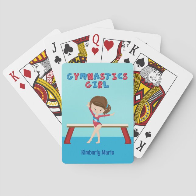 Cute Gymnastics Girl Personalized Gymnast Playing Cards (Back)