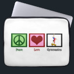 Cute Gymnastics Laptop Sleeve<br><div class="desc">A pretty peace sign,  heart,  and a gymnast performing a stunt on the beam. Peace Love Gymnastics.</div>