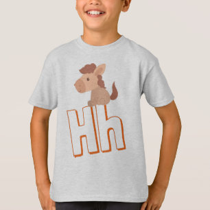 Cute H For Horse  - Kids English ABCD Alphabet T-Shirt