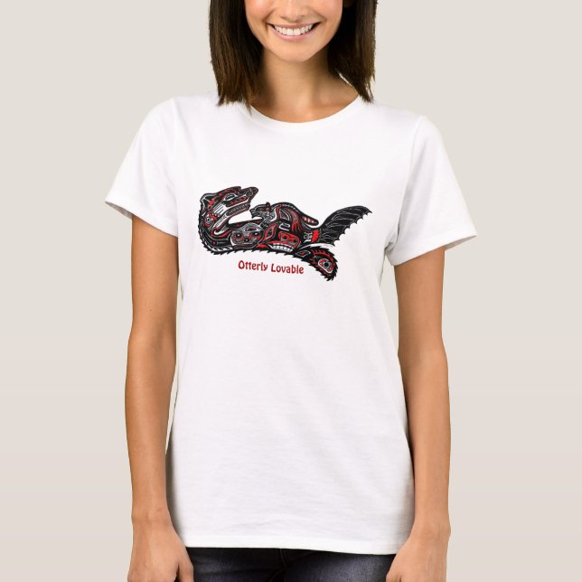 Cute Haida Mother Otter & Baby Fun Shirt (Front)
