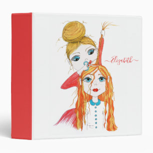 Cute Haircut Whimsical Illustration Personalized Binder