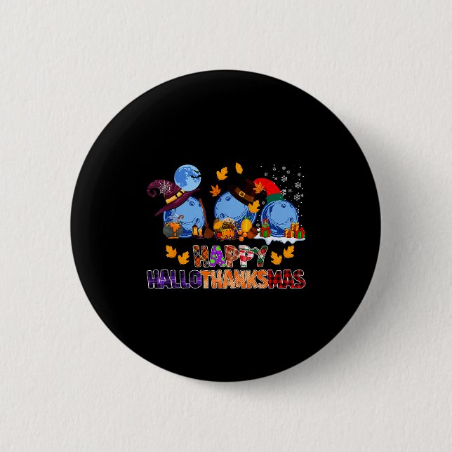 Cute Hallothanksmas Bowling Halloween Thanksgiving 2 Inch Round Button (Front)