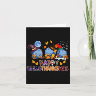 Cute Hallothanksmas Bowling Halloween Thanksgiving Card
