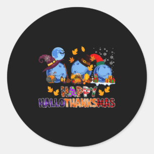 Cute Hallothanksmas Bowling Halloween Thanksgiving Classic Round Sticker
