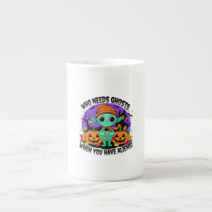 Cute Halloween Alien Design for Spooky Fun! Bone China Mug