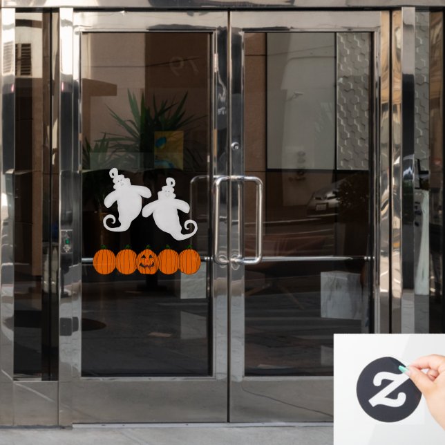 Cute Halloween And Pumpkin Window Cling (Office Door)