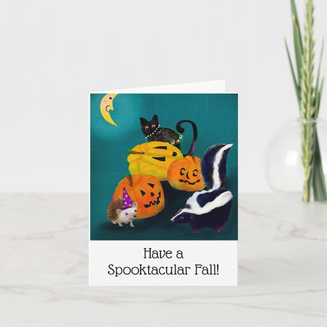 Cute Halloween Animal Friends BLANK Greeting Card (Front)