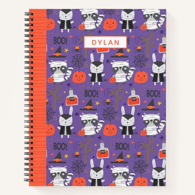 Cute Halloween Animals Personalized Draw & Write Notebook (Front)