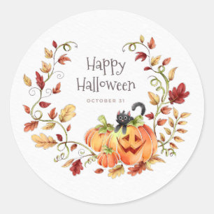 Cute Halloween Autumn Foliage Classic Round Sticker