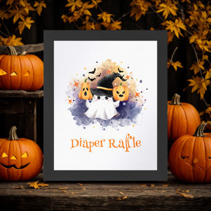Cute Halloween Baby Shower Diaper Raffle Sign
