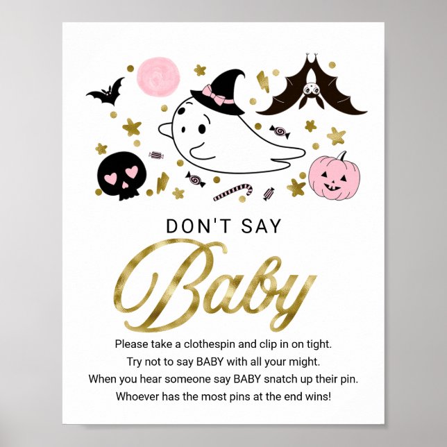 Cute Halloween Baby Shower Don't Say Baby Sign (Front)