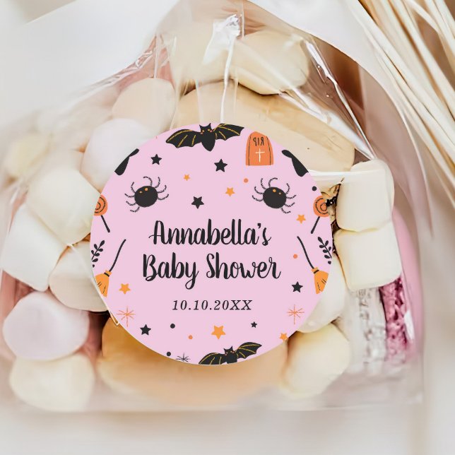 Cute Halloween Baby Shower Favour Classic Round Sticker (Creator Uploaded)