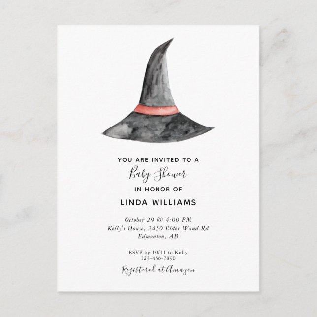 Cute Halloween Baby Shower Witch's Hat Simple Postcard (Front)