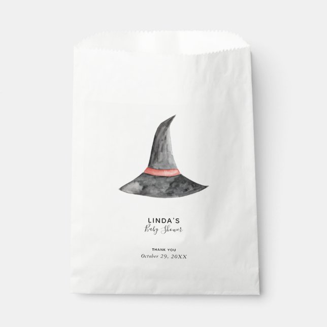 Cute Halloween Baby Shower Witch's Hat Spooky Favour Bag (Front)