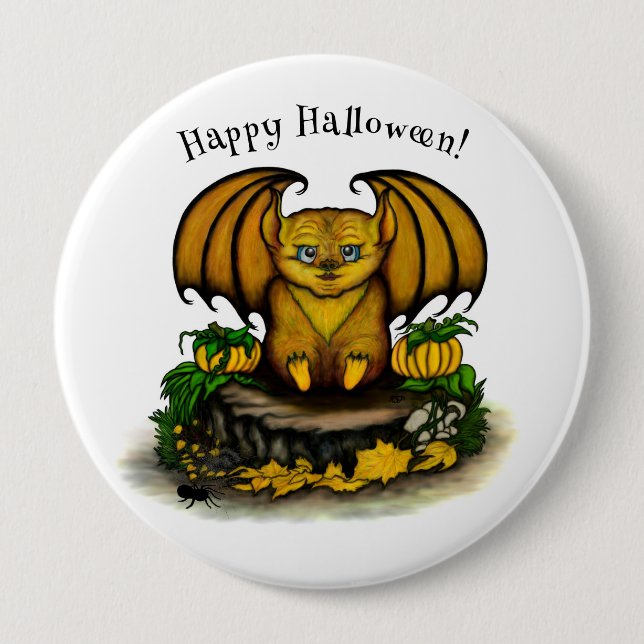  Cute Halloween Bat 4 Inch Round Button (Front)