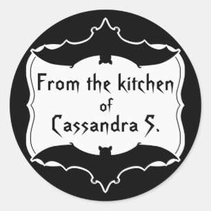Cute Halloween bat black and white gothic Classic Round Sticker